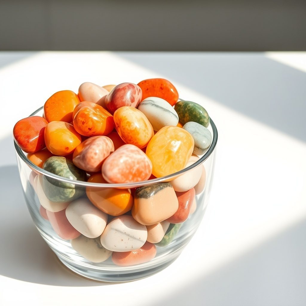 Polished stones in kraft packs