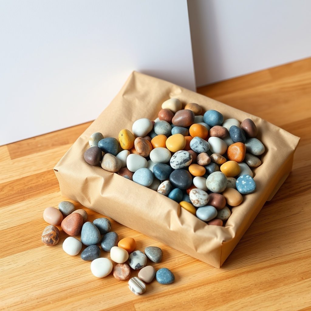 Colorful polished pebbles in a bowl