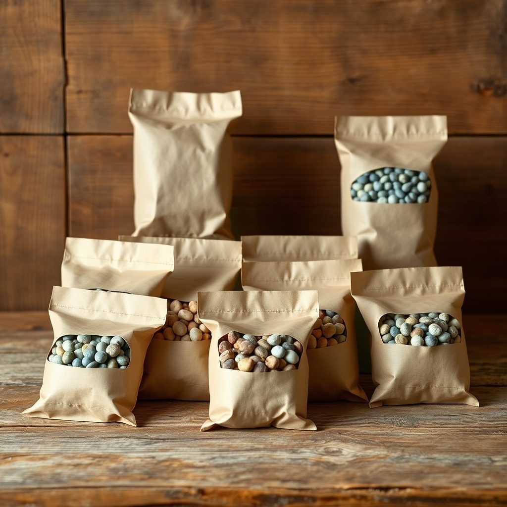 Colorful polished pebble packs.