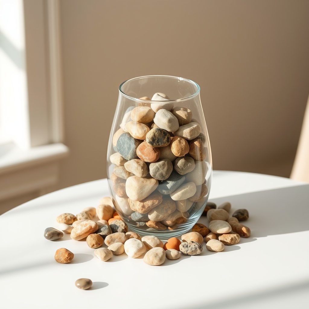Vibrant polished pebbles in a decorative setting.
