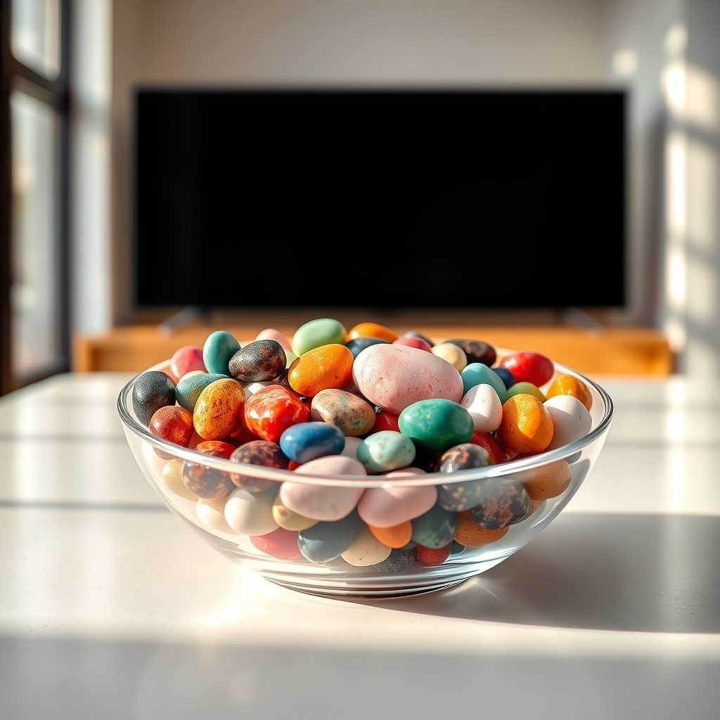 Rinsing polished pebbles before use.