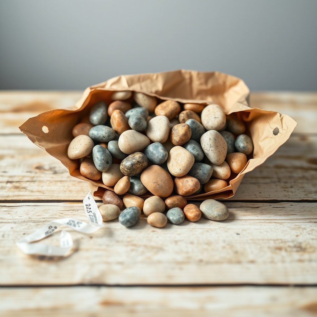 Bagged polished pebbles