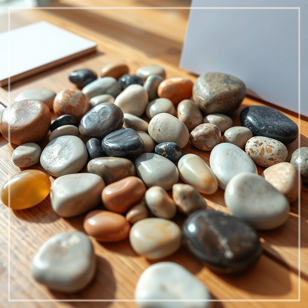 White polished pebbles